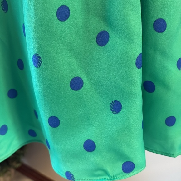 Lilly Pulitzer RORI halter top botanical green blue polka dots tie back neck M - Picture 6 of 16